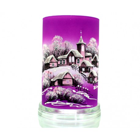 Christmas candlestick, with candle stand, purple color www.sklenenevyrobky.cz