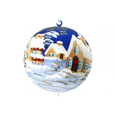 Christmas balls, 18cm, blue, with Christmas decor www.sklenenevyrobky.cz