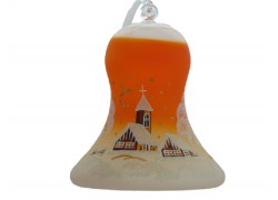 Vianočný zvon na sviečku 25cm, oranžový www.sklenenevyrobky.cz