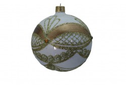 Christmas ball 8 cm decorated with sprinkles and painting