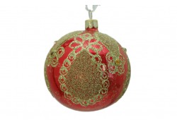 Christmas ball 8 cm decorated with sprinkles and painting