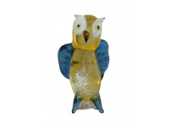 Owl with blue wings www.sklenenevyrobky.cz