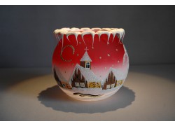 Vianočný svietnik na čajovú sviečku, červený 12cm www.sklenenevyrobky.cz