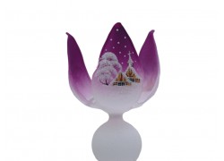 Candlestick in the shape of a tulip violet www.bohemia-glass-products.com