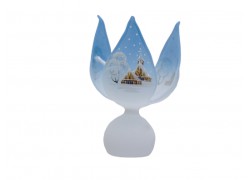 Kerzenhalter in Form einer Tulpe blau  www.glas-produkte.com