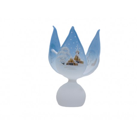 Candlestick in the shape of a tulip blue www.bohemia-glass-products.com