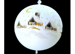 Vánoční koule, 20cm, bílá, s vánoční malbou www.sklenenevyrobky.cz
