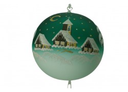 Weihnachtsbälle, 20 cm, grün, mit Weihnachtslandschaft www.sklenenevyrobky.cz