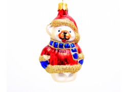 Christmas decoration teddy bear, with green scarf www.sklenenevyrobky.cz