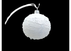 Vánoční koule 6 cm bílá rosa 1759 www.sklenenevyrobky.cz