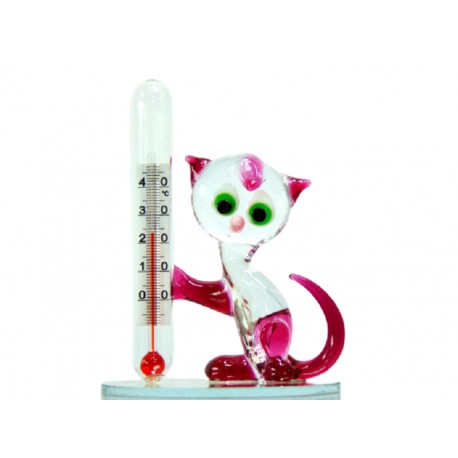 Katze mit einem Thermometer www.sklenenevyrobky.cz