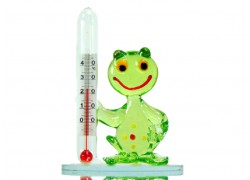 Frosch mit einem Thermometer www.sklenenevyrobky.cz