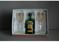 Gift set Becherovka 0.05l and two yellow glasses www.sklenenevyrobky.cz