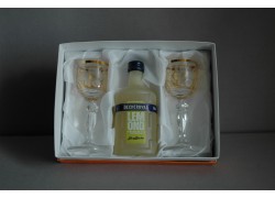 Dárkový set, Becherovka Lemond mini 0,05l + 2ks sklenice www.sklenenevyrobky.cz