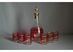 Set láhev + 6ks sklenička Barline dekor labuť červená