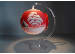 Christmas ball on a candle 12cm red www.sklenenevyrobky.cz