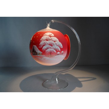 Christmas ball on a candle 12cm red www.sklenenevyrobky.cz
