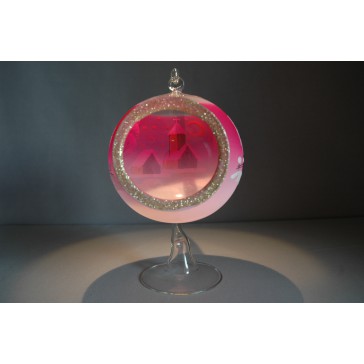 Christmas ball for a candle 12cm, in a pink shade www.sklenenevyrobky.cz