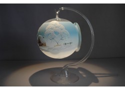 Christmas ball for a candle 12cm, in a light blue shade, from glass www.sklenenevyrobky.cz