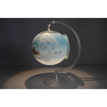 Christmas ball for a candle 12cm, in a light blue shade, from glass www.sklenenevyrobky.cz