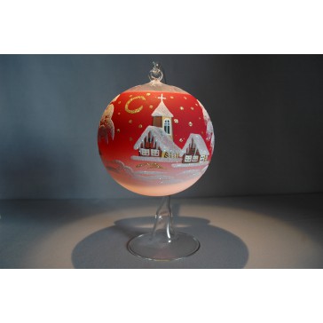 Candle ball 12cm with stand, from glass www.sklenenevyrobky.cz