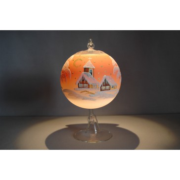 Kerzenkugel 12cm mit Ständer, in oranger Farbe www.sklenenevyrobky.cz