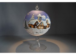 Vánoční koule na svíčku 12cm modrá + stojan, ze skla www.sklenenevyrobky.cz