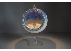 Candle ball 12cm with stand, in blue, from glass www.sklenenevyrobky.cz