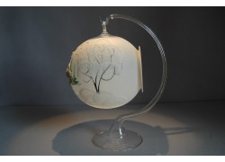 Candle ball 12cm with stand, in white color, from glass www.sklenenevyrobky.cz
