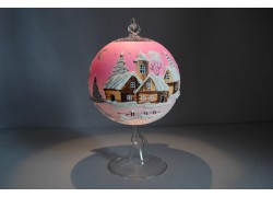 Candle ball 12cm with stand, in pink, www.sklenenevyrobky.cz