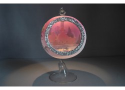 Koule na svíčku 12cm se stojánkem, v růžové barvě, ze skla www.sklenenevyrobky.cz