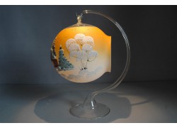 Candle ball 12cm with stand, in orange color, from glass www.sklenenevyrobky.cz