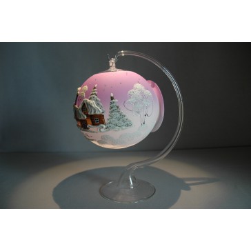 Candle ball 12cm with stand, pink shade www.sklenenevyrobky.cz