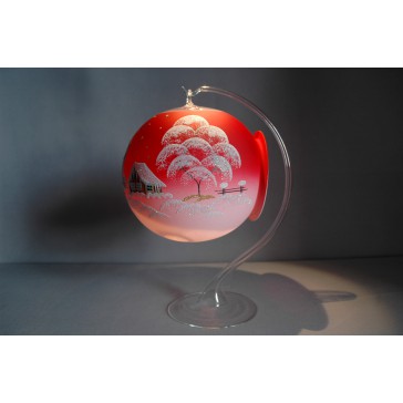 Candle ball 15cm, in red, from glass www.sklenenevyrobky.cz