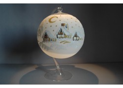 Vánoční koule na svíčku 15cm bílá, ze skla www.sklenenevyrobky.cz