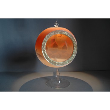 Kerzenkugel 15cm, in oranger Farbe, aus Glas www.sklenenevyrobky.cz