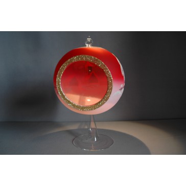 Candle ball 15cm with stand, in red www.sklenenevyrobky.cz