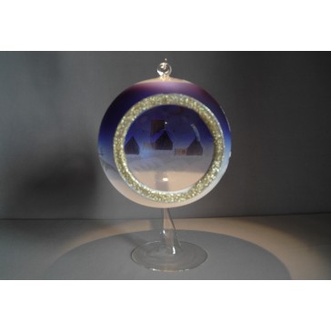 Candle ball 15cm with stand, in blue www.sklenenevyrobky.cz