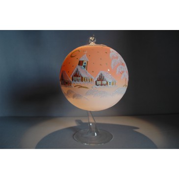 Candle ball 15cm with stand, in orange color www.sklenenevyrobky.cz
