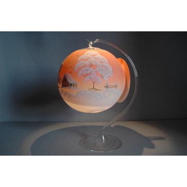 Candle ball 15cm with stand, in orange color www.sklenenevyrobky.cz