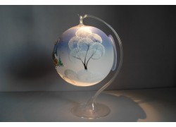 Candle ball 15cm with stand, blue, www.sklenenevyrobky.cz