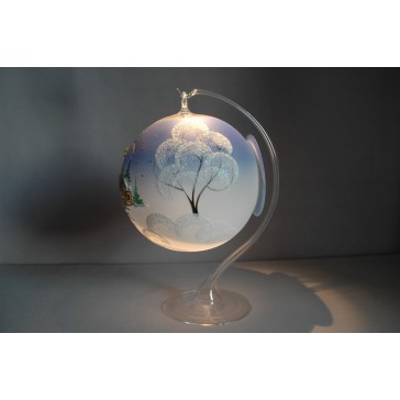 Candle ball 15cm with stand, blue, www.sklenenevyrobky.cz
