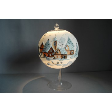 Candle ball 15cm with stand, white, www.sklenenevyrobky.cz