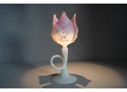 Candlestick, tulip on foot, pink gold www.sklenenevyrobky.cz