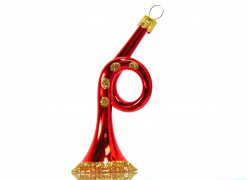French horn glass christmas ornament www.sklenenevyrobky.cz