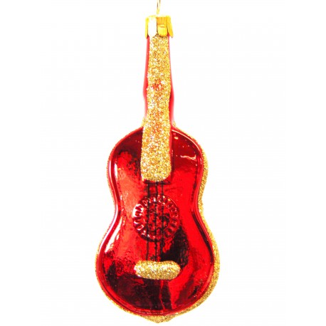 Guitar - musical instrument glass christmas ornament