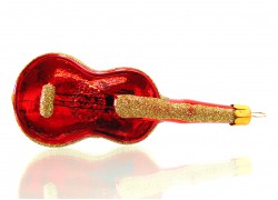 Guitar - musical instrument glass christmas ornament