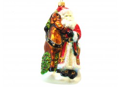 Santa Claus and reindeer glass christmas ornament www.sklenenevyrobky.cz