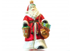 Santa Claus with lantern glass christmas ornament www.sklenenevyrobky.cz