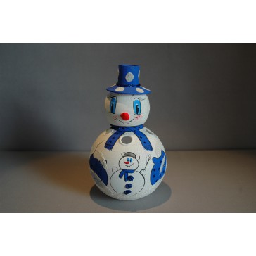 Christmas decoration - snowman on candle, blue www.sklenenevyrobky.cz